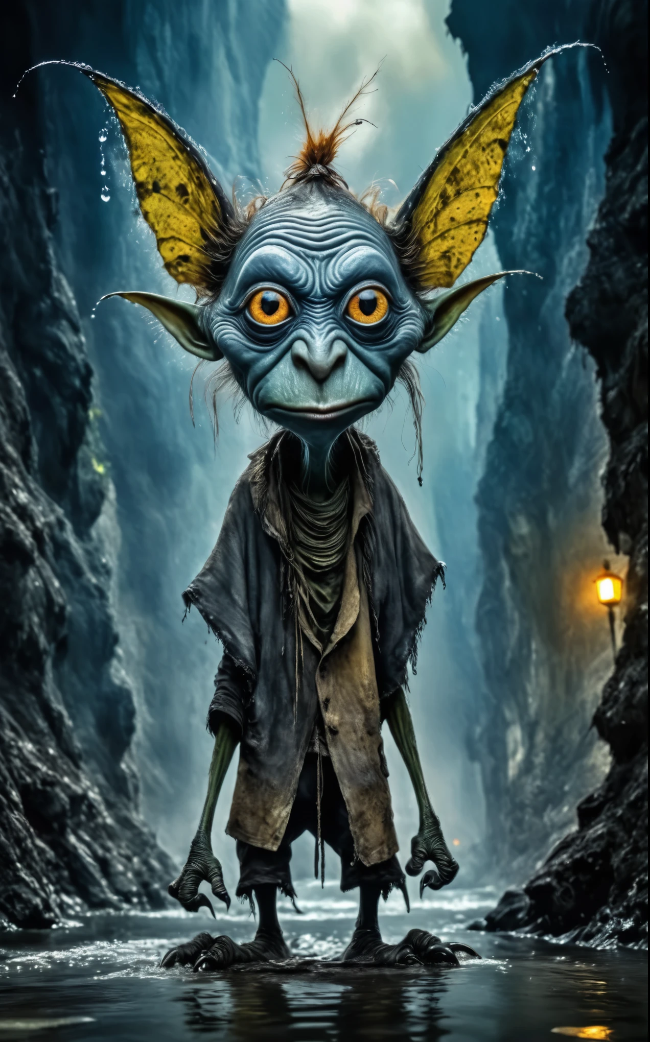 full body length shot,beggar graphite Manganite sparas, wants eat,survival in criminal city of future,Cinematic,soft colors, Technicolor,natural skin textures, hyper realism, hyper detailed,Extremely detailed,High contrast,Masterpiece,Realistic,Ultra Detailed, intricate details,realistic humid leather,extremly intricate,Epic Realistic, cinematic style,irina yermolova,high contrast,hdr,extremely detailed, [deep night landscape],masterpiece,intricate details,faded,eyes extremely detailed, high detailed eyes,16k resolution,RAW,retina, Nikon Z9,China,Songbird,orc,Li River in Guangxi Zhuang of China,tkt style, Pisces, pointed ears，perfect, ginger，transition between two art styles, Ink painting to photorealism, Double contact, X-ray, Creative, vivid light, masterpiece, fantasy, Abstract, Surrealism, super detailed, high resolution, stop:35