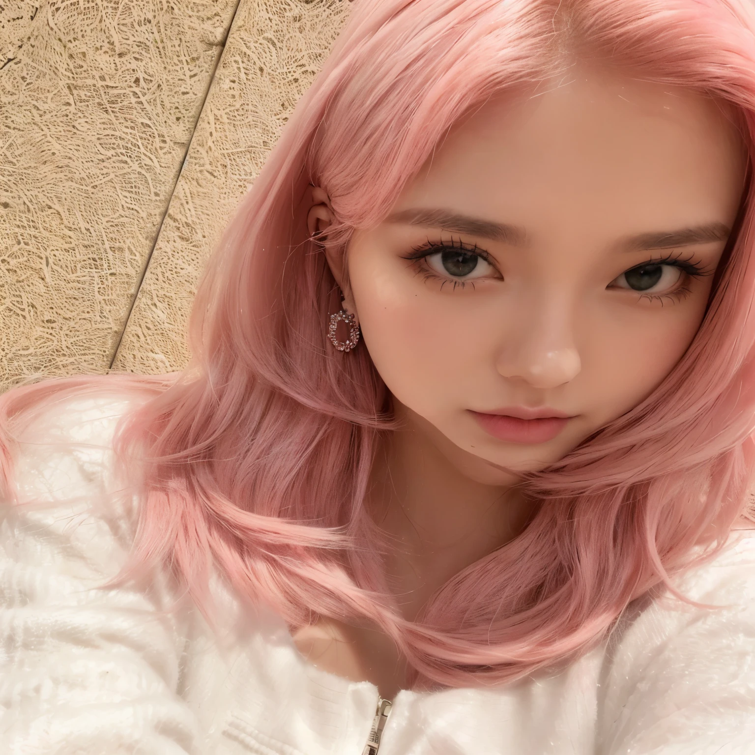 a close up of a woman with cabello rosado and a white sweater, with cabello rosado, pelo liso rosa, parque roseanne de blackpink, flowing cabello rosado, cabello rosado, jossi de blackpink, Lalisa Manobal, light cabello rosado, muchacha rosada, portrait of jossi de blackpink, ulzzang, long flowing cabello rosado, cara rosada, tono de piel rosa pastel