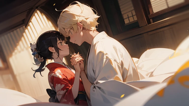 Anime couple in school uniform, anime style 4 K, anime wallpaper 4 K, anime wallpaper 8 K, 4K anime wallpaper, anime art wallpaper 4 K, anime art wallpaper 4K, 4K manga wallpaper, Gwaitz, Los Tran and Makoto Shinkai style artwork, female and female couples hugging each other as the starry sky sparkles, (kiss:1.5), Capture the moment of exchanging kisses. The scene is depicted in an anime-inspired style, meticulously drawn in every detail and presented in 16k high resolution. The lighting is fantastic, with the intersection of starlight and moonlight, softly illuminating the couple. The colors take advantage of the contrast between the vivid colors of the yukata and the deep blue and white of the starry sky. For compositions, use a medium telephoto lens and make sure the couple is centered on the screen. , shooting stars, detailed facial details