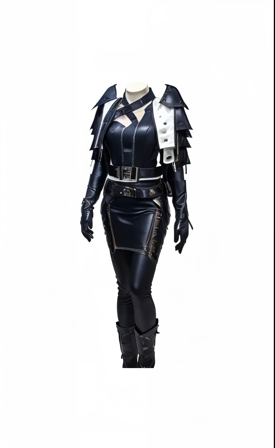 hunter costume,Leather,demon,(((clothing))),((no body))White,belt