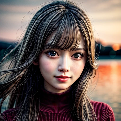 NOGIZAKA girl in RED Tube-Top dress Stroll along evening Harbor, (Acutance:0.85), ZoomLayer, Masterpiece of 8K Ultra-detailed, (VolumetricLighting), (RAW Photo-realistic:1.37), (Close-up:1.38), (Sunseting colorful sky), (Dazzling bokeh:1.32), { (Golden ray illuminating face) | (Photon Particles:0.95) | (Fluttering Hair in wind:1.4) } . BREAK (((Extremely detailed KAWAII face))), perfect anatomy, Childish, CaptivatingGaze, Elaborate detailed Eyes with (Sparkling Highlights:1.28), (Voluminous Long Eyelashes:0.88)、Glossy RED Lips with beautiful details, Coquettish Tongue, Rosy Cheeks, (Detailed Flawless Skin with glowing DowneyHair, Radiant PearlSkin with Transparency) , Shiny SilkyHair, Random Solid HairColor. { (joyful expressions) | (:d) }, (Large eyes:-1, Tree:-1).