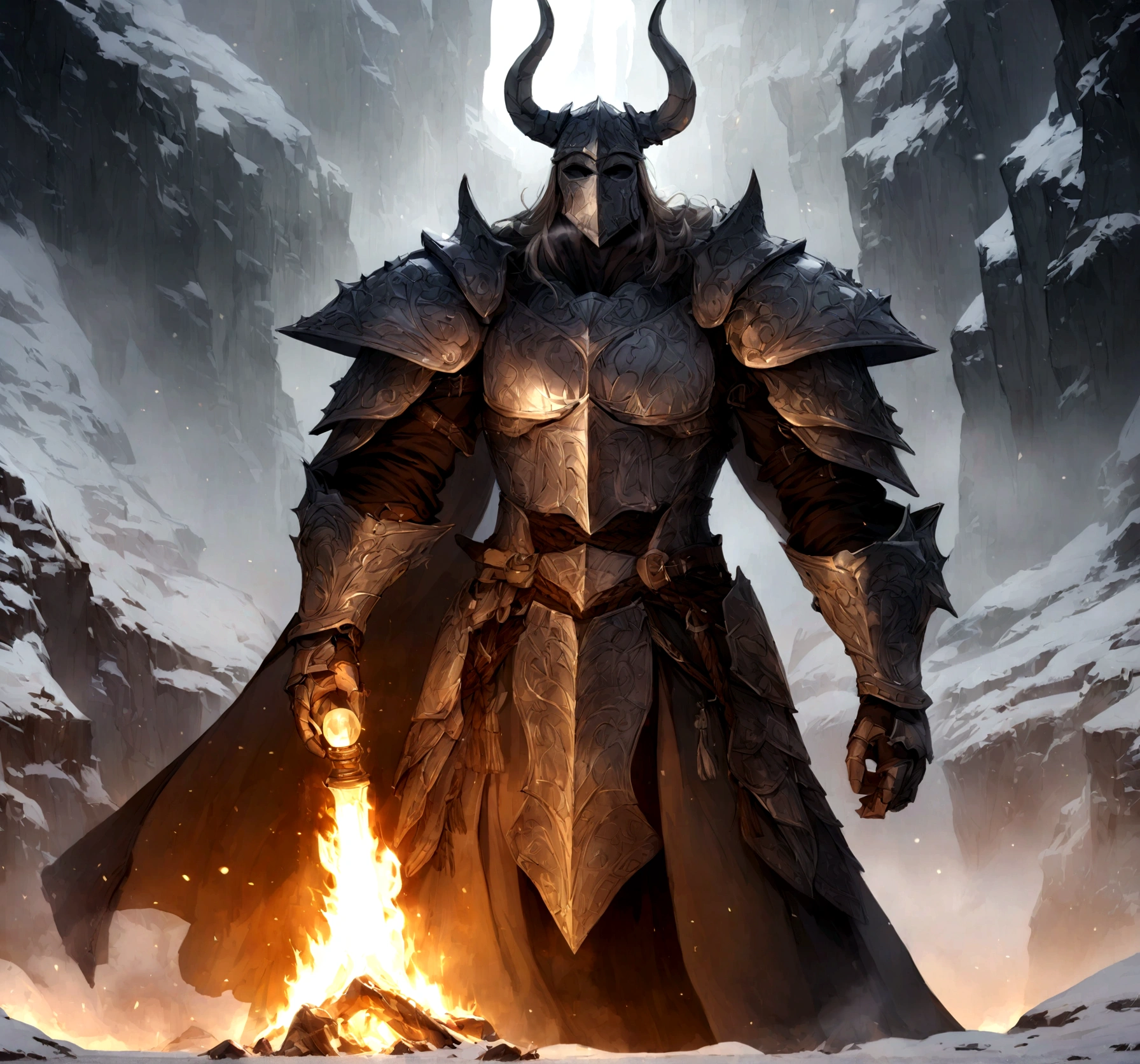 Envision an epic scene featuring a viking-inspired man adorned in highly detailed armor crafted from dragon bones, standing in a dark and foggy landscape with snow blowing behind him. Zoom in on micro-details, capturing the intricacies of his warpaint, armor, and the overall atmospheric setting.
Highlight the viking's warpaint with precise detailing, emphasizing the patterns and symbols that contribute to the fierce and intimidating appearance. Focus on the dragon bone armor, showcasing the intricate design, textures, and unique features that set it apart, all illuminated by the dim light of the torch.
Zoom in on the viking's face, capturing the determination and intensity in his expression as he holds the torch, which becomes the sole source of light in the dark and foggy scene. Emphasize the flickering light casting shadows on his features, adding depth and mystery.
Consider the snow blowing behind the viking, integrating the dynamic movement of the snowflakes into the scene. Use the dark and foggy atmosphere to create an otherworldly ambiance, enhancing the viking's imposing presence amidst the wintry landscape.
Imagine the viking in a powerful stance, ready for battle or surveying the desolate surroundings. Integrate elements like fur detailing on his attire, capturing the harshness of the environment. Craft an immersive and visually compelling scene that brings together the micro-details of the viking's appearance with the atmospheric elements of the dark, foggy, and snowy landscape.
This detailed prompt aims to inspire the creation of a highly detailed and visually captivating depiction of a viking-looking man in dragon bone armor, set in a dark and foggy scene with blowing snow, with the torchlight providing the sole source of illumination and emphasizing intricate micro-details. DragonBone Armour