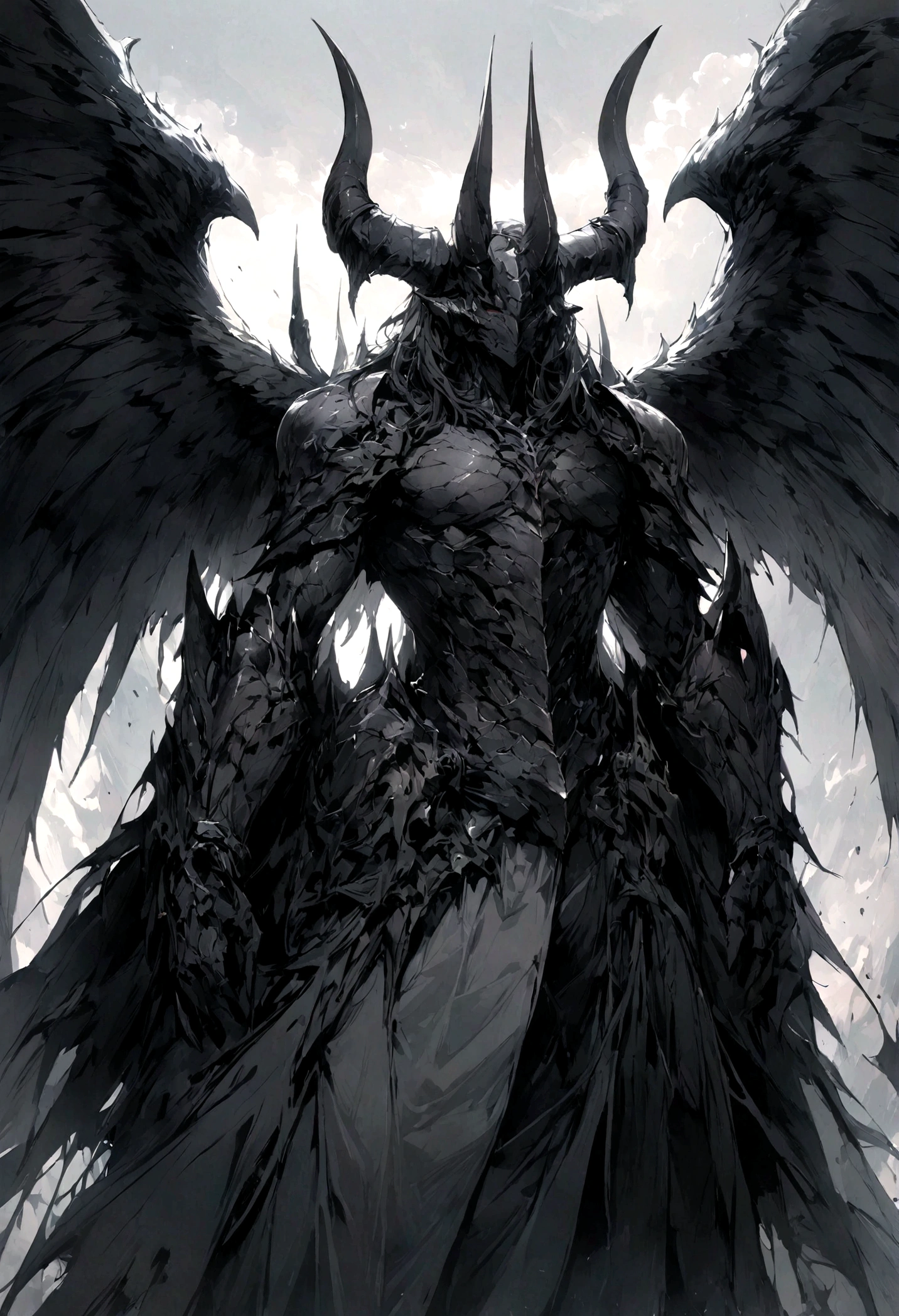 now make him have black horns and wings