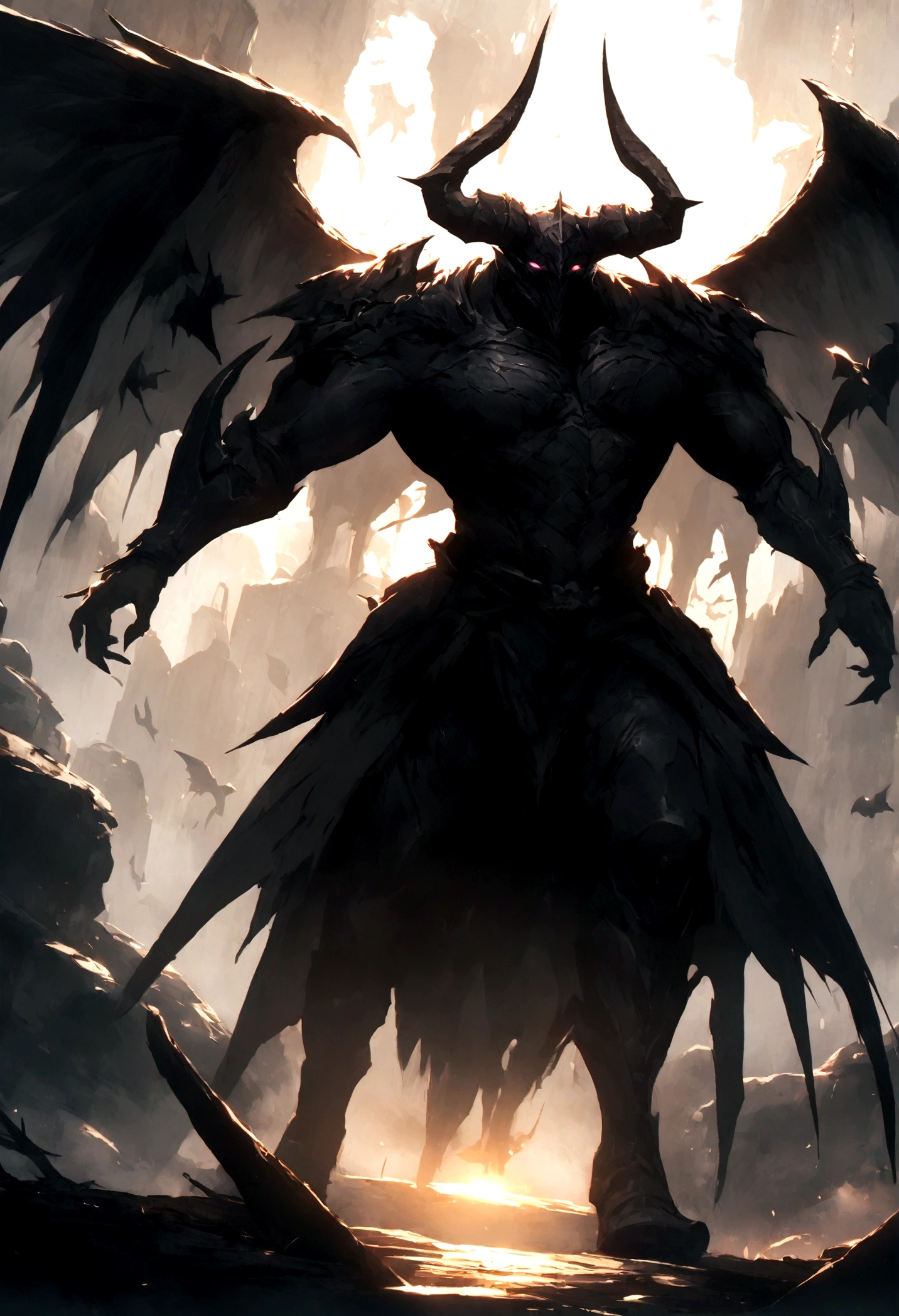 now make him have black horns and wings