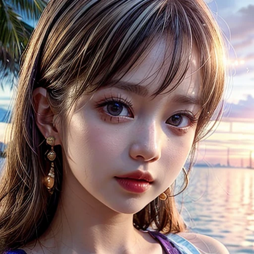 Tiny girl wearing red tube-top dress, Stroll along evening Beach, (Acutance:0.85), Masterpiece of 8K Ultra-detailed, (VolumetricLighting), SmoothShading, (RAW photorealistic:1.37), (Close-up:1.4), (Gazing at the sunseting colorful sky) (Dazzling bokeh:1.28), { (Golden ray illuminating face) | (Vivid Photon Particles) | (Gust of wind) } . (((Extremely detailed a face variation of NOGIZAKA girls))), perfect anatomy, Childish, captivating gaze, elaborate detailed Eyes with (sparkling highlights:1.28), long eyelashes、Glossy RED Lips with beautiful details, Coquettish tongue, Rosy cheeks, (Detailed Flawless Skin, Radiant PearlSkin with clear transparency) , SilkyHair Random HairColor. { (Dynamic joyful expressions) | (:d) }, (no Large eyes, no tree).