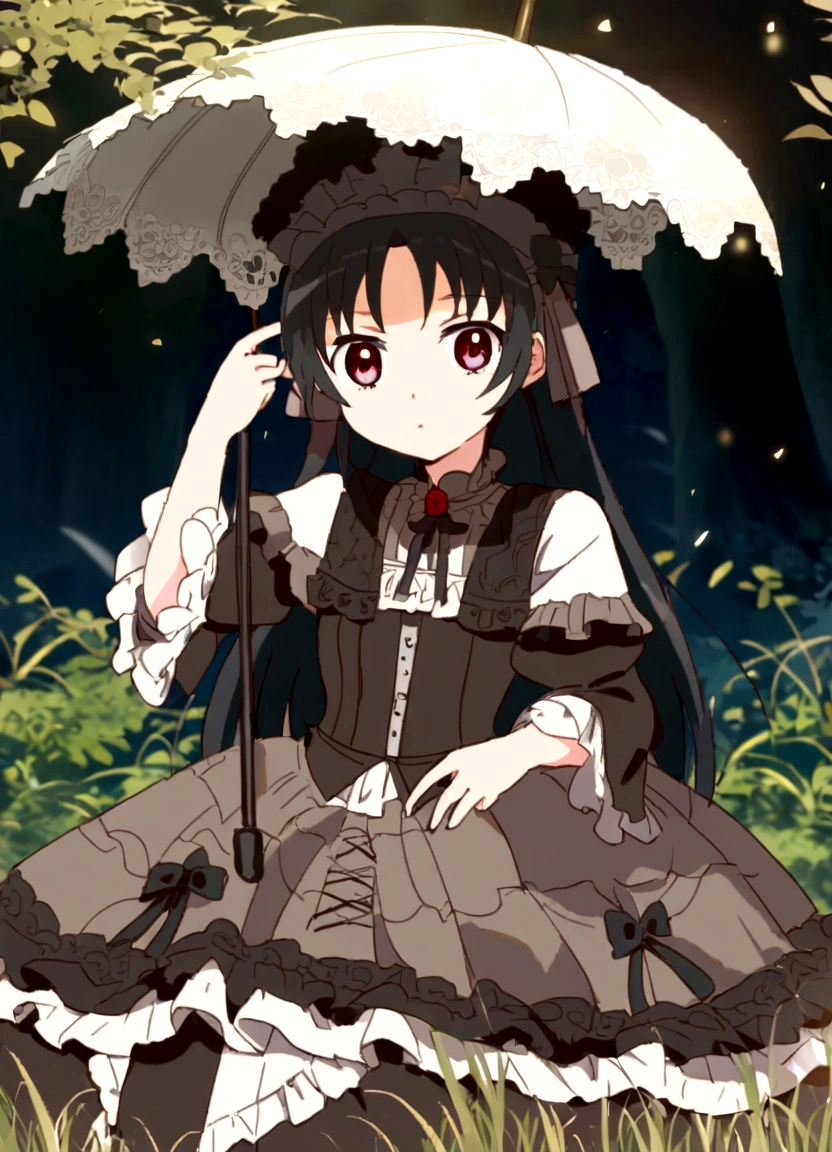 (Super meticulous),(full bodyesbian:1.2), 1girl, araffe dressed in a victorian dress and hat holding an umbrella, dressed with long fluent clothes, victorian gothic ta fashion, lolityle, lovely dark autumn princess, victorian style costume, japanese clothes, victorian inspired clothing, anime girl wearing a black dress, victorian dress, anime girl cosplay, style anime, black gothic lolita d, gothic maiden anime girl, romantic dress, ,(Beautiful and delicate eyes)