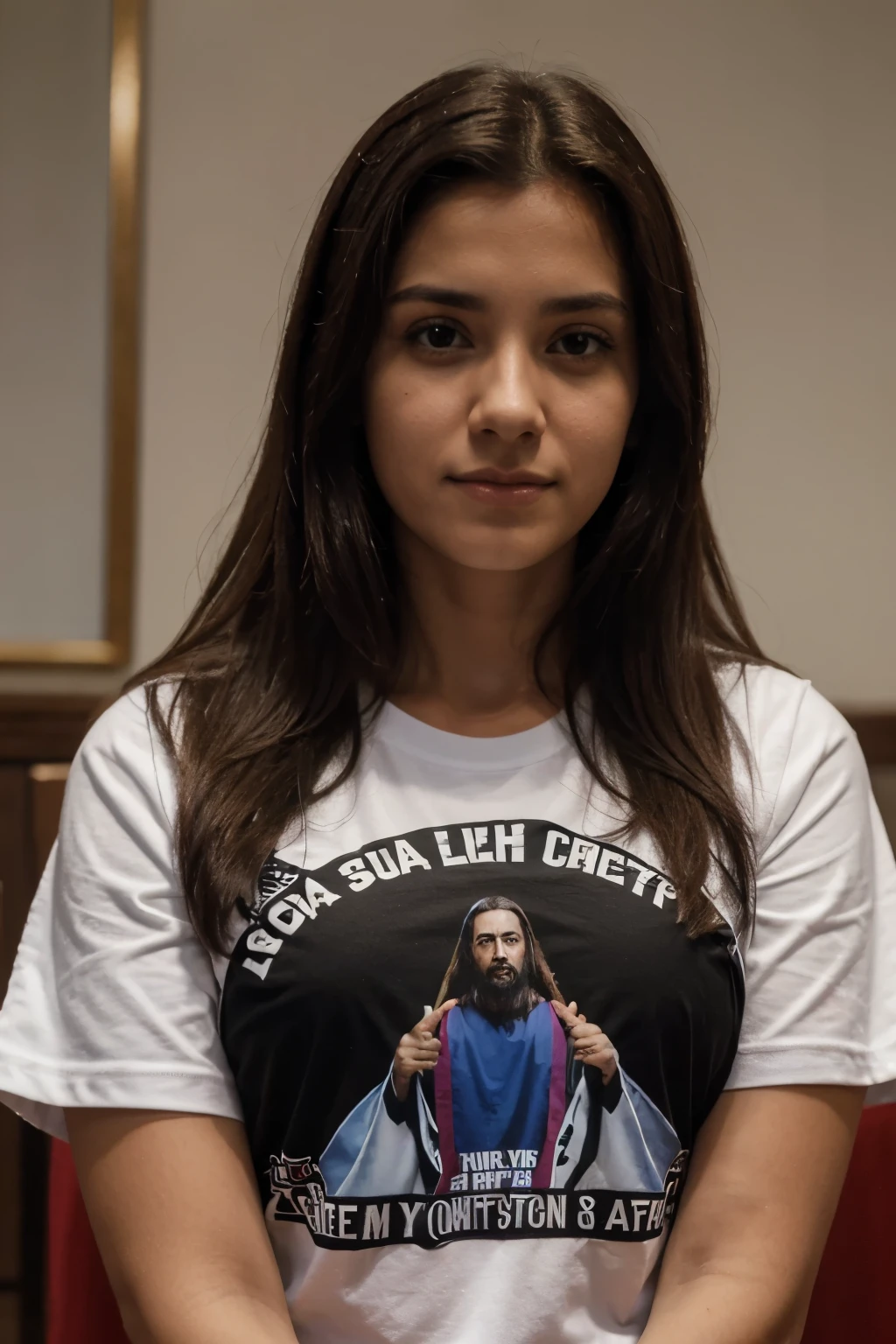 Imagen de Jesus de nazaret con una camiseta negra que diga CFA KIDS