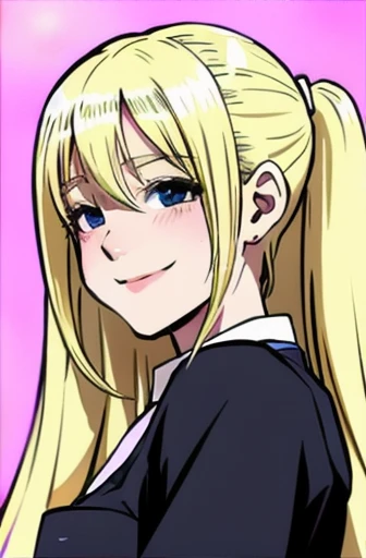 Blonde twin-tailed maid smile beautiful anime style