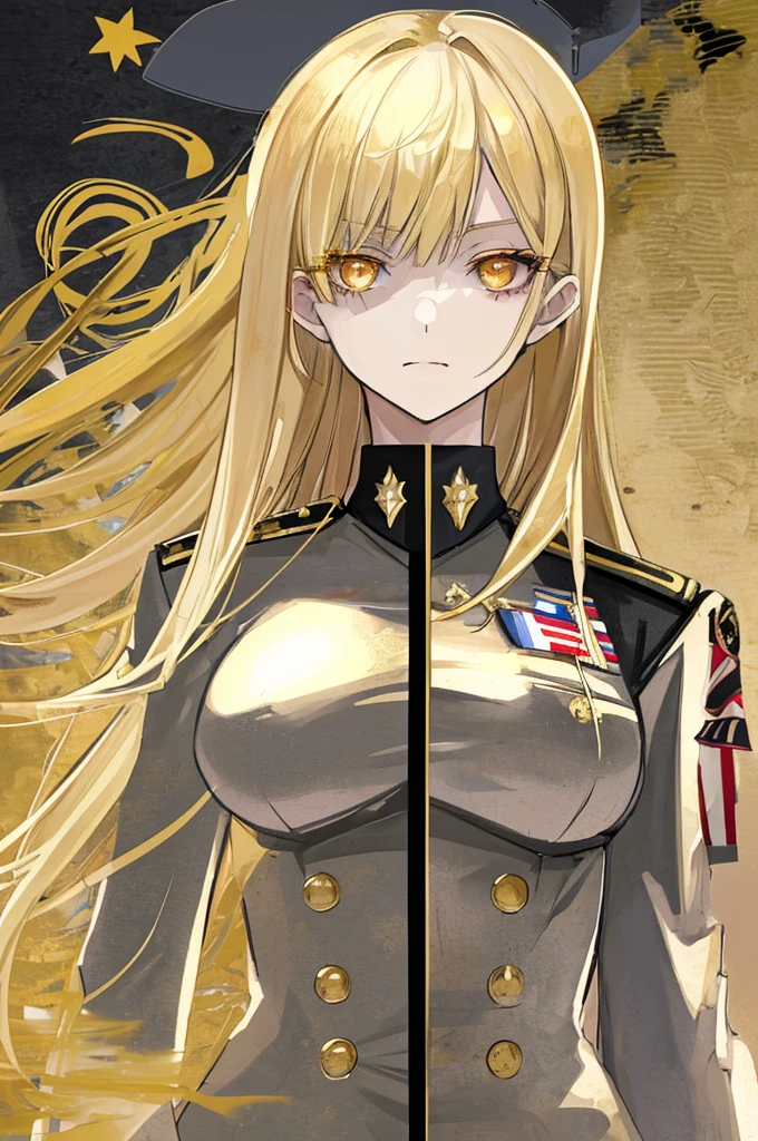 Blonde, gold-eyed female U.S. military officer