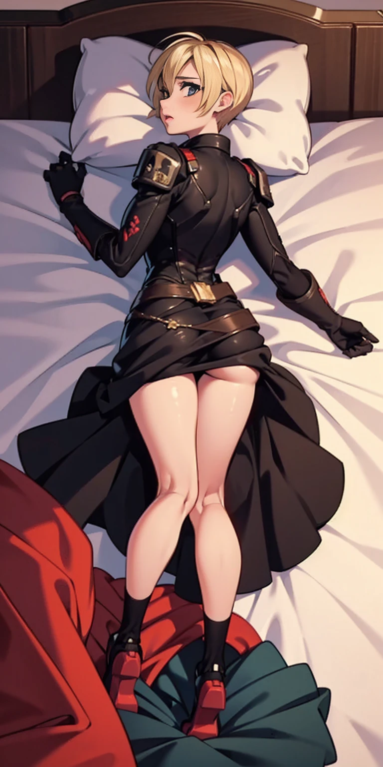 Calhoun, 1girlbdsmbedroomdakimakura_(medium)lyingon_backon_bedsolo