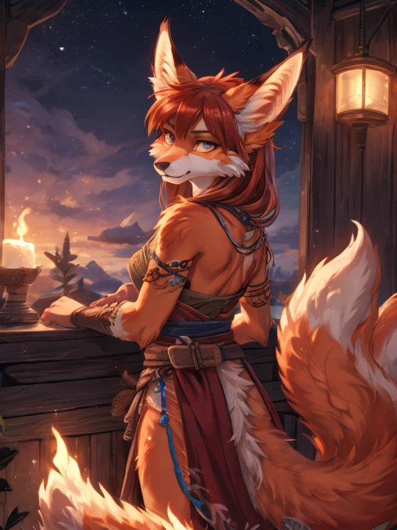 Aloy, kitsune ears, jardin zen, art by dark natasha