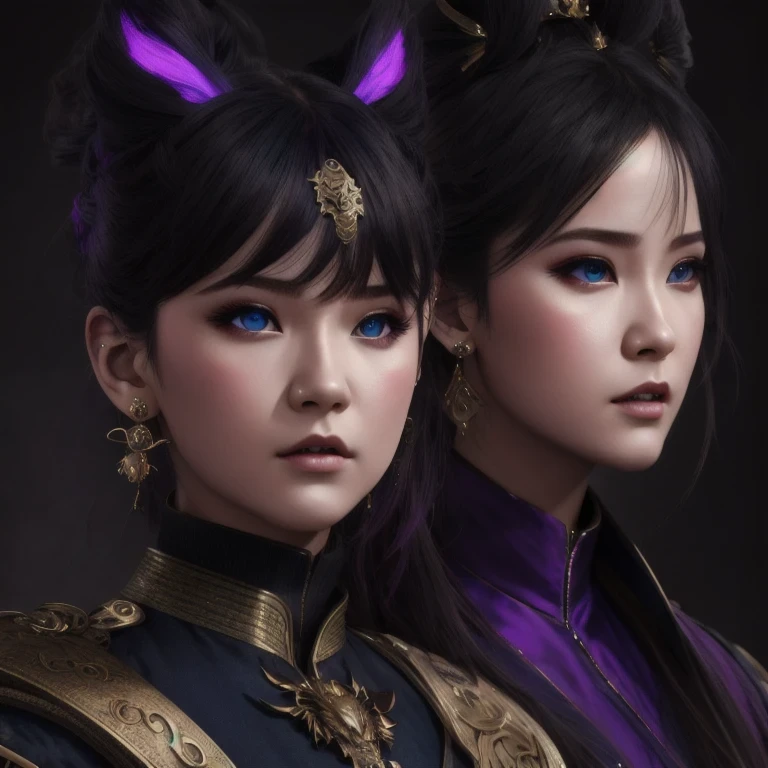 there is a 18 years old in a purple dress holding a dragon, wlop and ross tran, ross tran 8 k, fantasy art style, chengwei pan on artstation, a beautiful fantasy empress, ross tran and wlop, ruan jia and artgerm, the dragon girl portrait, ig model | artgerm, artgerm and ruan jia,beautiful
1girl
bangs
blue eyes
closed mouth
ear piercing
earrings
grey background
hair ornament
jewelry
lips
looking at viewer
military
military uniform
nose
piercing
portrait
realistic
short hair
simple background
solo
upper body