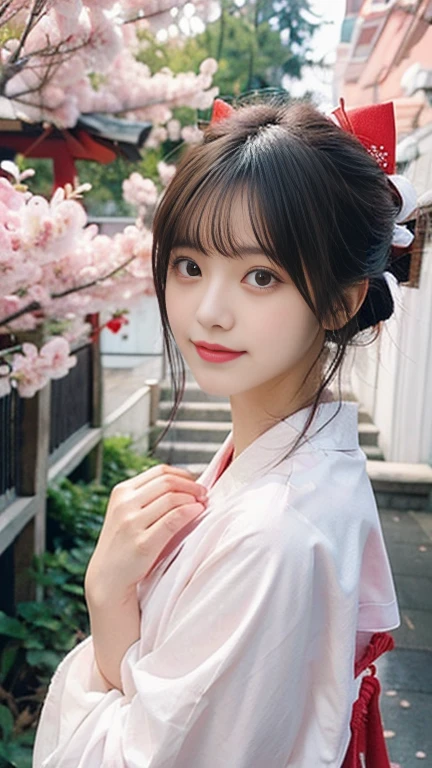 (highest quality,masterpiece:1.3,ultra high resolution),(Super detailed,caustics,8K),(realistic:1.4,RAW shooting),1 girl,(smile and look down at the camera),(front shot:1.1),(look forward to),18-year-old,cute,Japanese,Black short ponytail,glamorous,(small breasts),(close),(chest focus),street,sunlight,Natural light,(Backlight),(A bright light shines from behind),(Lens flare),professional writing,(cowboy shot),(low position:1.3),(Low - Angle:1.3),(mini skirt),(realistic cherry blossoms),(full bloom),(Cherry-blossom viewing),(Hanabubuki),(No makeup),(selfie)