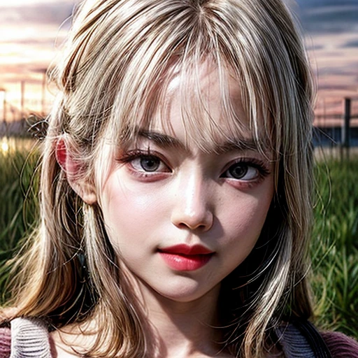 Tiny girl wearing (red tube-top dress), Stroll along evening Beach, (Acutance:0.85), Masterpiece of 8K Ultra-detailed, (VolumetricLighting), SmoothShading, (RAW photorealistic:1.37), (Close-up:1.4), (Gazing at the sunseting colorful sky) (Dazzling bokeh:1.28), { (Golden ray illuminating face) | (Vivid Photon Particles) | (Gust of wind) } . BREAK (((Extremely detailed a face variation of NOGIZAKA girls))), perfect ???????, Childish, captivating gaze, elaborate detailed Eyes with (sparkling highlights:1.28), long eyelashes、Glossy RED Lips, Rosy cheeks, (Detailed Flawless Skin, Radiant PearlSkin with clear transparency) , Silky White HairColor. { (Dynamic joyful expressions) | (:d) }, (Large eyes:-1, Tree:-1).