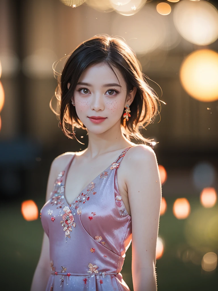 (masterpiece, best quality:1.2), (8k uhd, 16k, 32k, ultra high res), (photorealistic:1.37), (RAW photo), ultimate-realistic, ultimate-realistic details, ultimate-realistic texture, ultimate-intricate details, ultimate-realistic lighting, ultimate-realistic shadow, japanese girl, 24yo, ultimate-cute face, ultimate-RAW skin, ultimate-eyes, a colorful festival of lanterns background, beautiful androgynous, lace and velvet dress, beautiful face, beautiful legs, light orange eyes, very happy face, full body, colorful colors, detailed background beautiful, 7-eleven store, night vibe, Atmosphere like Kyoto Animation, luminism, three dimensional effect, playful body manipulations, smile, gaze into the camera, Whimsical lighting, Enchanted ambiance, Ethereal glow, Silent Luminescence, Whispering Silent, Iridescent Encounter, pixie dust glittering, vibrant background, night sky, full body, (((rule of thirds))), (bokeh:2), backlight, long exposure:2, film grain, Hasselblad X2D 100C + XCD 2,5/25V, F/1.8, (cinematic still:1.2), freckles, 35mm photograph, film, bokeh, professional, 4k, highly detailed, perfect fingers ,Extremely Realistic, UHD,