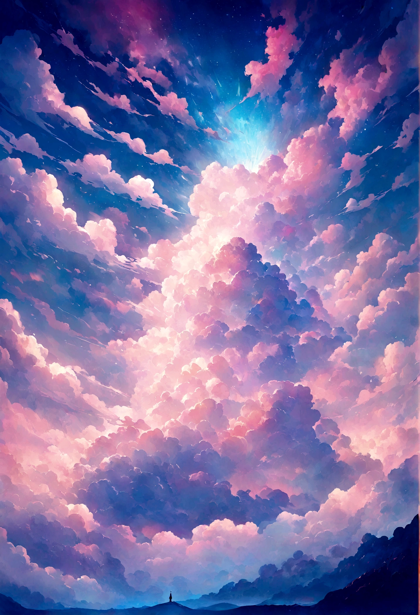 highest quality,Super detailed,Magic Cloud,Mysterious atmosphere,Vibrant colors,Fascinating landscape,Mysterious Clouds,Soft sunlight,Quiet and peaceful,Pastel Color Palette,Heavenly glow,Magnificent skyscape,Surreal beauty,Calm and dreamy,Mysterious atmosphere,glowing clouds,Dreamy landscape,Whimsical and otherworldly,Quiet and serene,Heavenly dreamscape,Rising Clouds,Bliss and Peace,A transcendent and magical atmosphere,Lush and surreal environments,fantastical and Mysterious Clouds,Gentle and soft texture,captivating and mesmerizing,A chance encounter and a sense of awe,Graceful and delicate,Impressive and breathtaking,Layers of fog and mist,soft and delicate brushstrokes,Magnificent and magnificent scenery,Peaceful and calm sky,bright and radiant atmosphere,Bright and vibrant colors,Skyscape