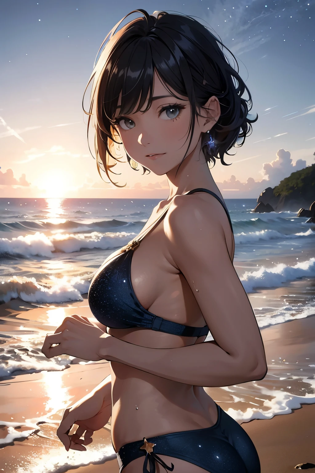 A breathtaking masterpiece of a hot summer night unfolds on a pristine beach, showcasing the Ultra-realistic 8kCG imagery. The Extremely Detailed CG Unity 8K Wallpapers immerse the viewer in a sea of stars, gracing the vast, clear, indigo sky above.

The beach, drenched in the golden hues of the setting sun, becomes a perfect canvas for the natural beauty that unfolds, shimmering with a thousand undue courage. The soft sands are flecked with the slightest grain of detail, the waves gently lapping the shore, crafted with a perfection that is a testament to
