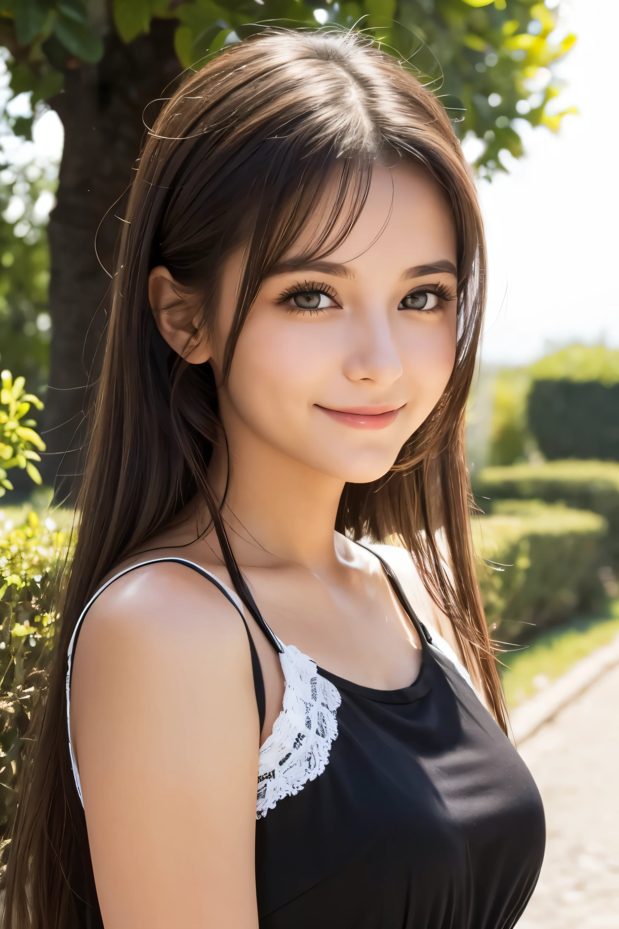Italian、French、smile、woman、young、Shining eyes、Big eyes、Beauty、beautiful、Black camisole、