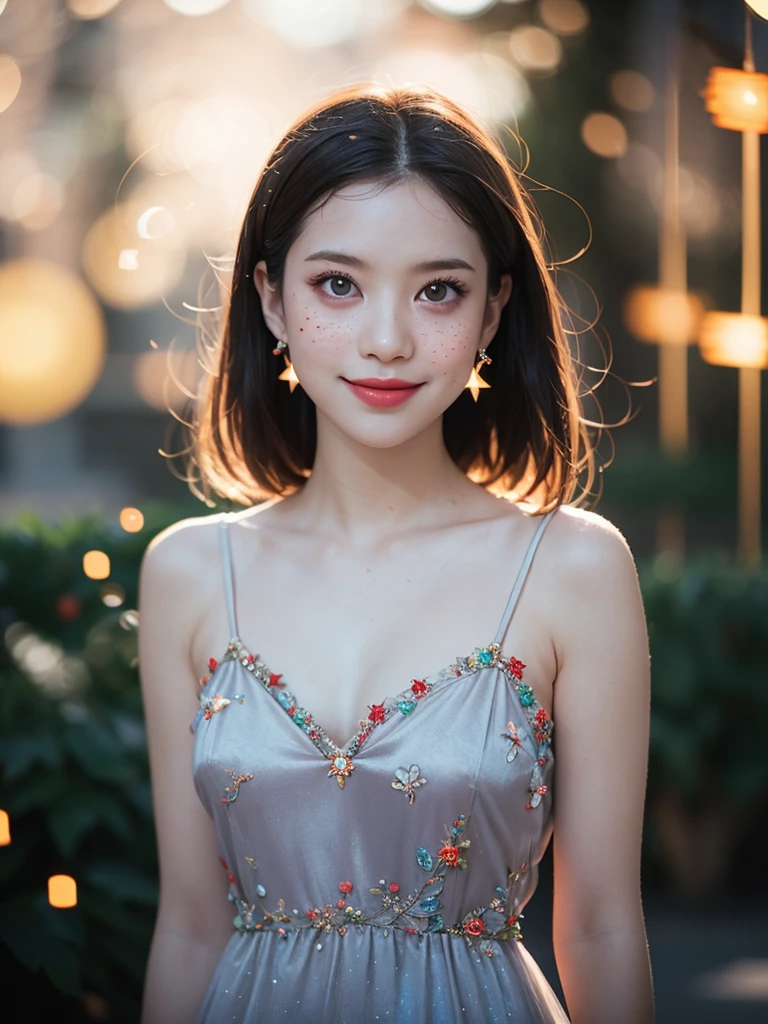 (masterpiece, best quality:1.2), (8k uhd, 16k, 32k, ultra high res), (photorealistic:1.37), (RAW photo), ultimate-realistic, ultimate-realistic details, ultimate-realistic texture, ultimate-intricate details, ultimate-realistic lighting, ultimate-realistic shadow, japanese girl, 24yo, ultimate-cute face, ultimate-RAW skin, ultimate-eyes, a colorful festival of lanterns background, beautiful androgynous, lace and velvet dress, beautiful face, beautiful legs, light orange eyes, very happy face, very cute smile, auro glowing light skin, full body, colorful colors, detailed background beautiful, 7-eleven store, night vibe, Atmosphere like Kyoto Animation, luminism, three dimensional effect, playful body manipulations, smile, gaze into the camera, Whimsical lighting, Enchanted ambiance, Ethereal glow, Silent Luminescence, Whispering Silent, Iridescent Encounter, pixie dust glittering, vibrant background, night sky, full body, (((rule of thirds))), (bokeh:2), backlight, long exposure:2, film grain, Hasselblad X2D 100C + XCD 2,5/25V, F/1.8, (cinematic still:1.2), freckles, 35mm photograph, film, bokeh, professional, 4k, highly detailed, perfect fingers ,Extremely Realistic, UHD,