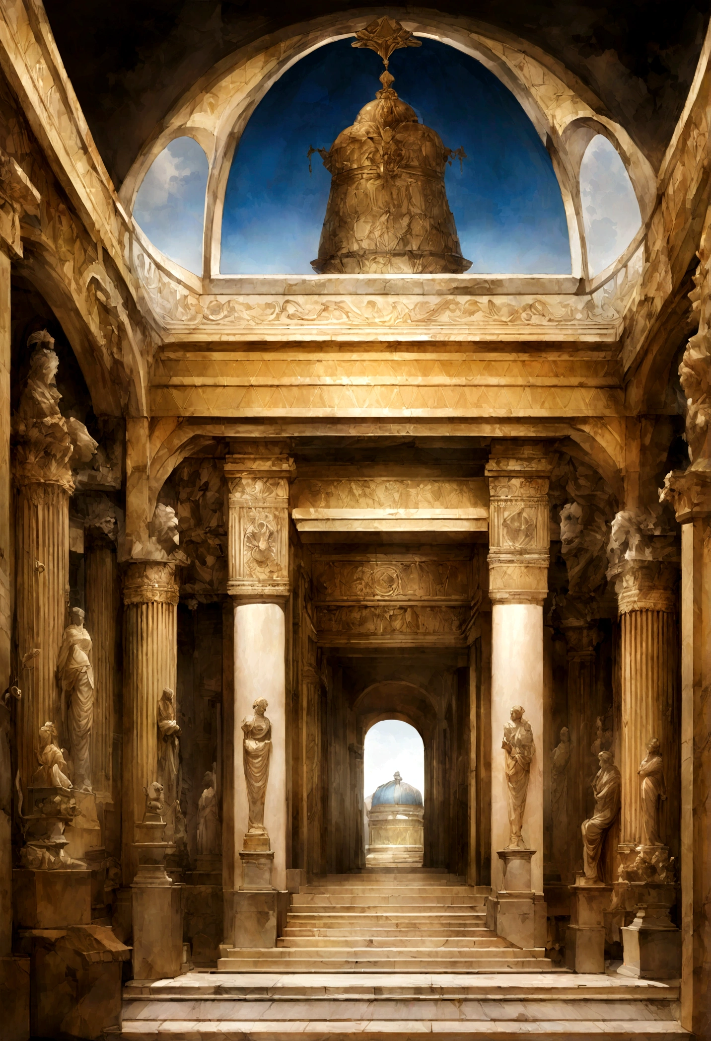 Best quality, Masterpiece, (photograph realistic:1.4), surrealism, Dream-like,fusionart, A Majestic Greek Temple,