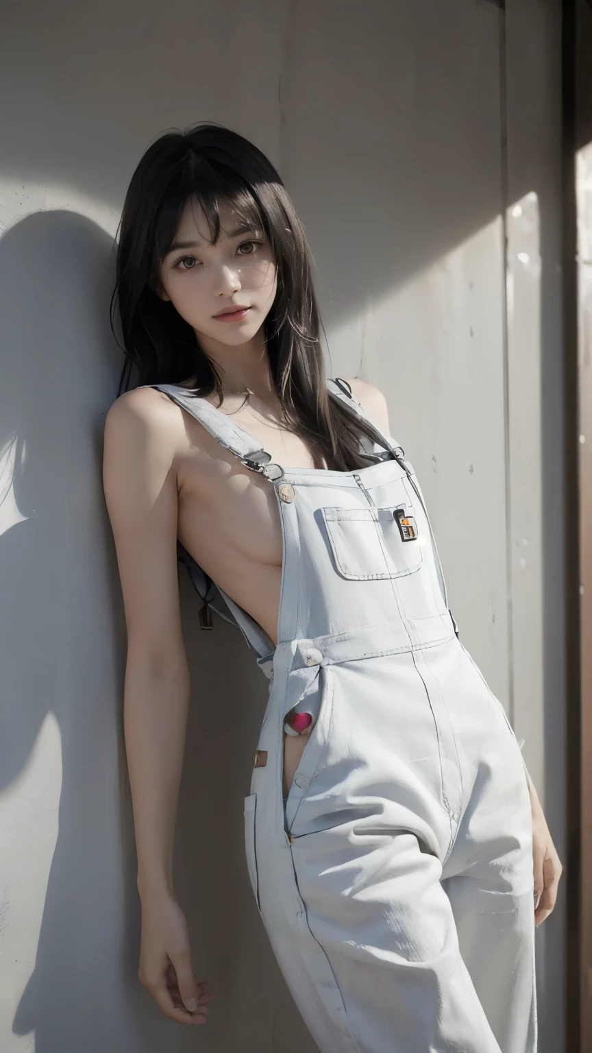 ((field:2.0)), ((White overalls:2.0)), (Clothing:2.0, White overalls:2.0, Sleeveless T-shirt:1.8, sneakers:1.5), ((farm:2.0)), ((A grin:1.2, Small breasts:1.5, slender:1.5, Small Ass:1.5)), ((Japanese, 1 Girl, 18-year-old, 7 heads, Ideal body proportions, Black Hair, With bangs, Small breasts, Erect nipples, slender, Small Ass, Beautiful feet, Skinny Legs)), Surrealism, Cinematic Lighting, Depth of written boundary, First Person View, Boobs F/1.8, 135mm, Ticker, Mastepiece, Curate, ((Anatomically correct:1.3)), Textured skin, Super Detail, High detail, High quality, Awards, Best Quality, High resolution, 8K
