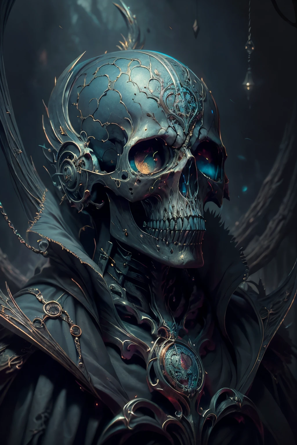 a cadaverous hand holding a macabre playing card, highly detailed, photorealistic, dark fantasy, chiaroscuro lighting, moody atmosphere, gothic horror, muted color palette, cinematic composition, gritty textures, ominous shadows, intricate details, dramatic lighting, surreal elements, masterpiece, 8k