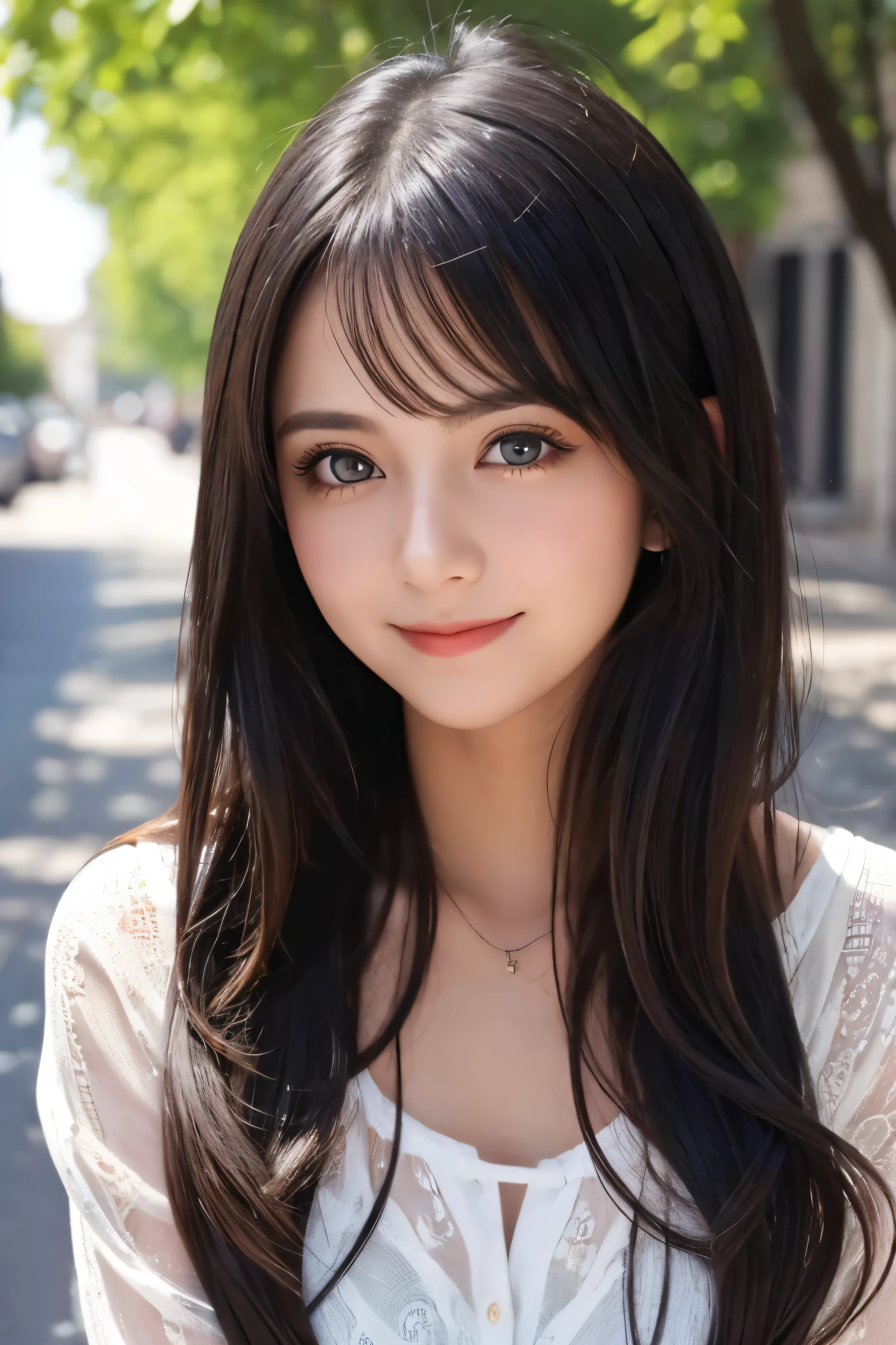 Italian、French、smile、woman、young、Shining eyes、Big eyes、Beauty、beautiful、Black see-through camisole、