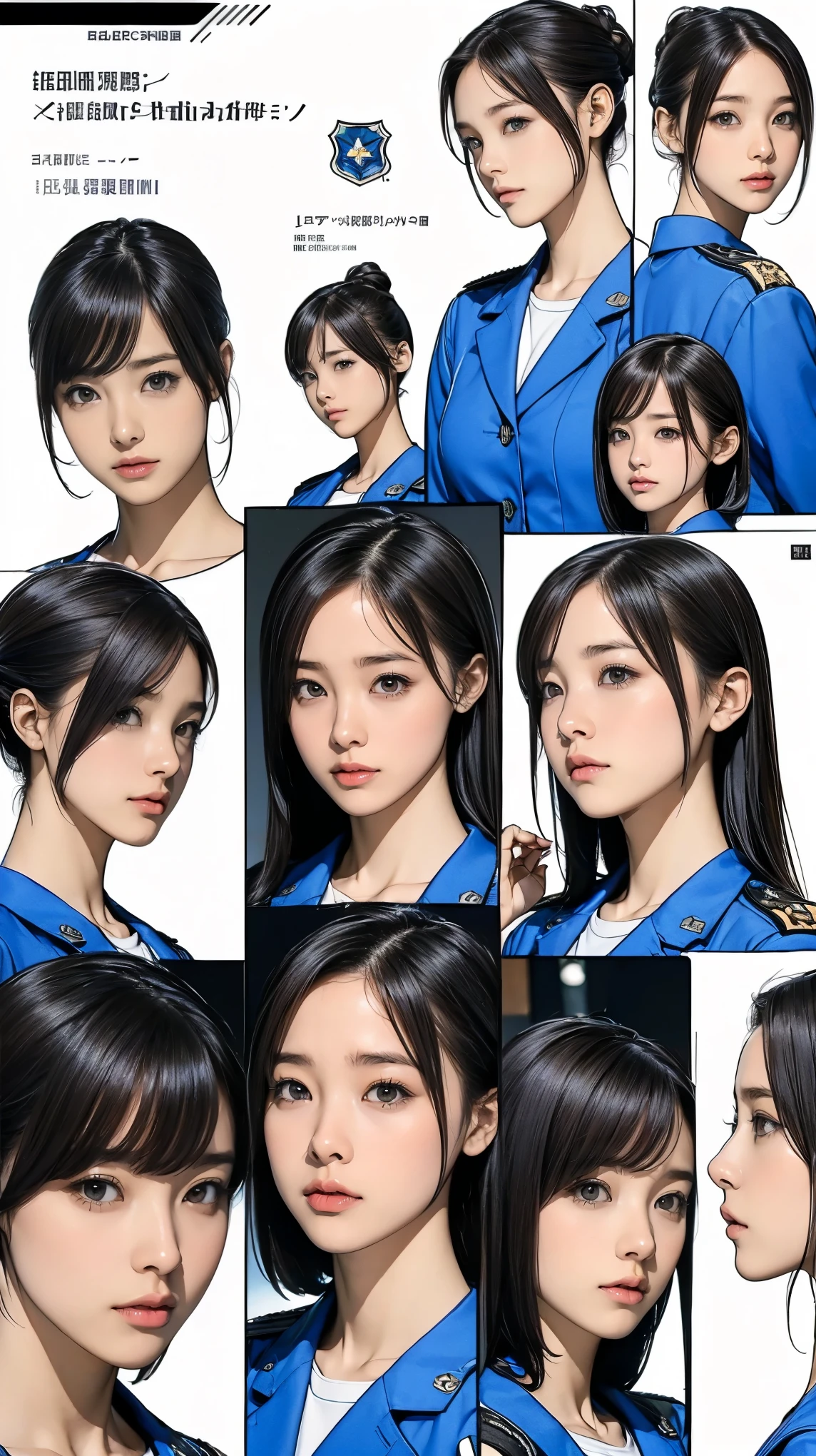 ((masterpiece)),(((highest quality))),((Reference Sheet, Character Design, front, return, ~ ~ side, Mr..々Hairstyle, Mr..々Performance, Facial Expressions)), -yeld gi Cute type, (Very slim:1.4), (Very small ass:1.4), Realistic buttocks, (Huge breasts:1.3), Short Bob, Thin thighs, Long legs, It's not a big deal, ((Air Force Pilot)), Browsing Caution