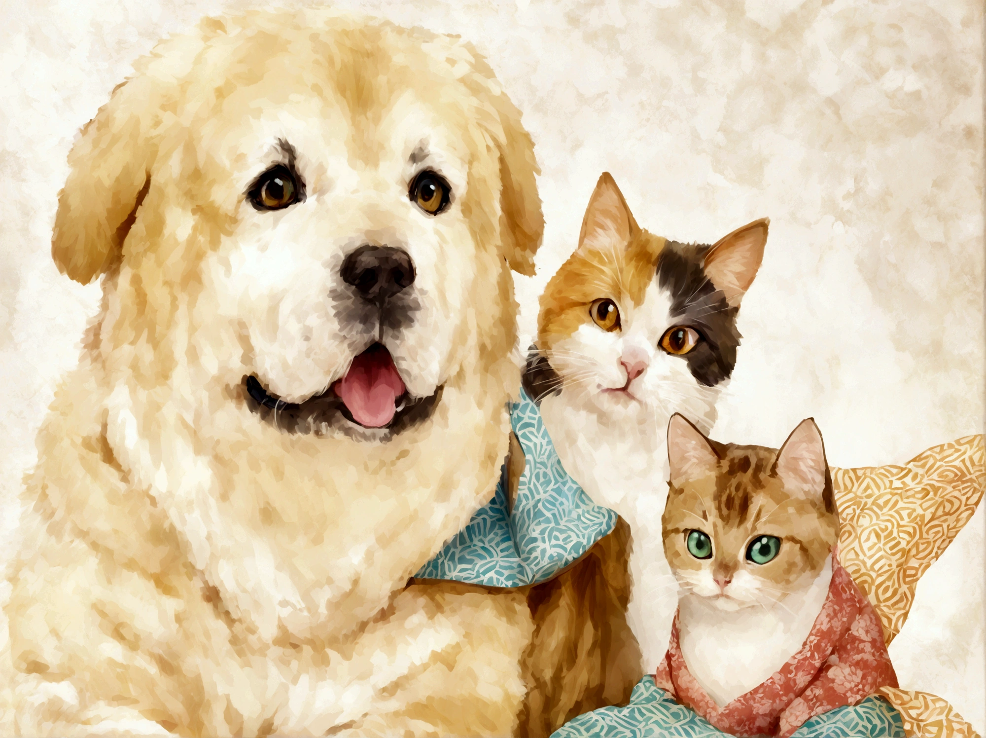 Photo dog、Please create a picture while keeping the composition and pattern of the cat intact.