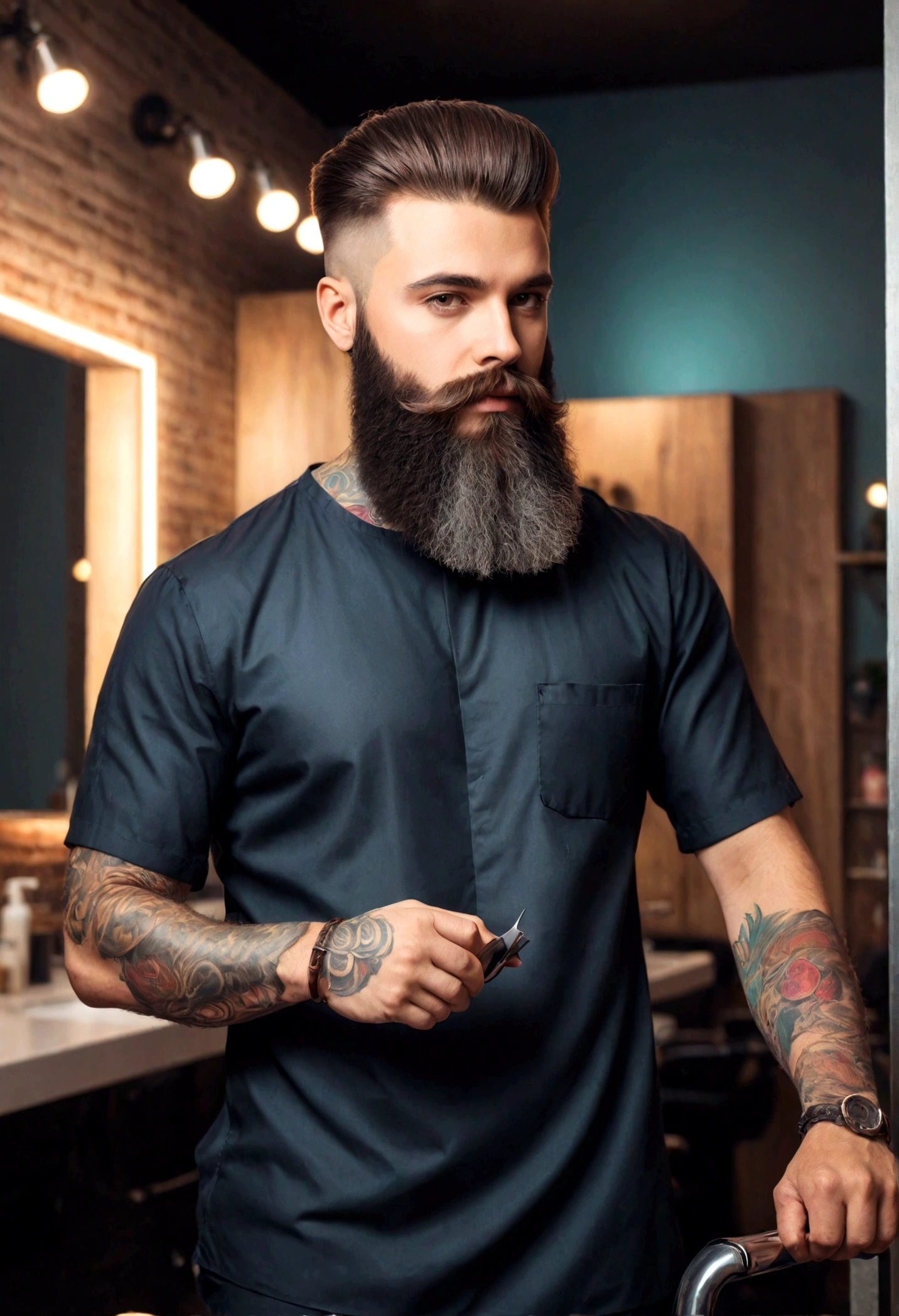 Create an avatar for a barber at a hair salon, Man with a beard