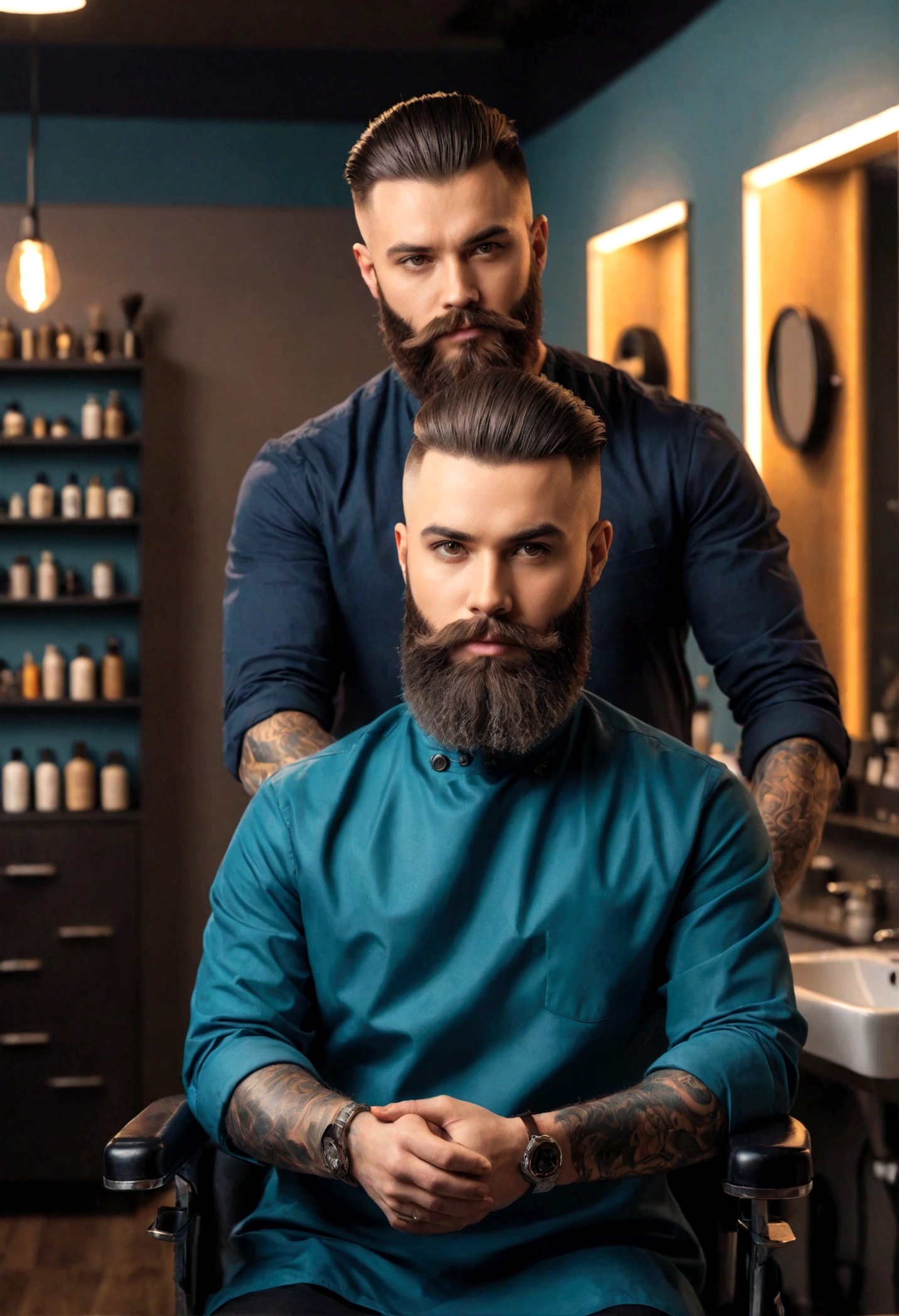 Create an avatar for a barber at a hair salon, Man with a beard