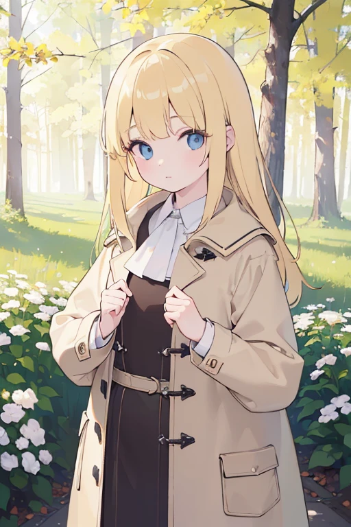 (best quality,4k,8k,highres,masterpiece:1.2),ultra-detailed,realistic,photorealistic:1.37, A 12-year-old blonde girl wearing a coat