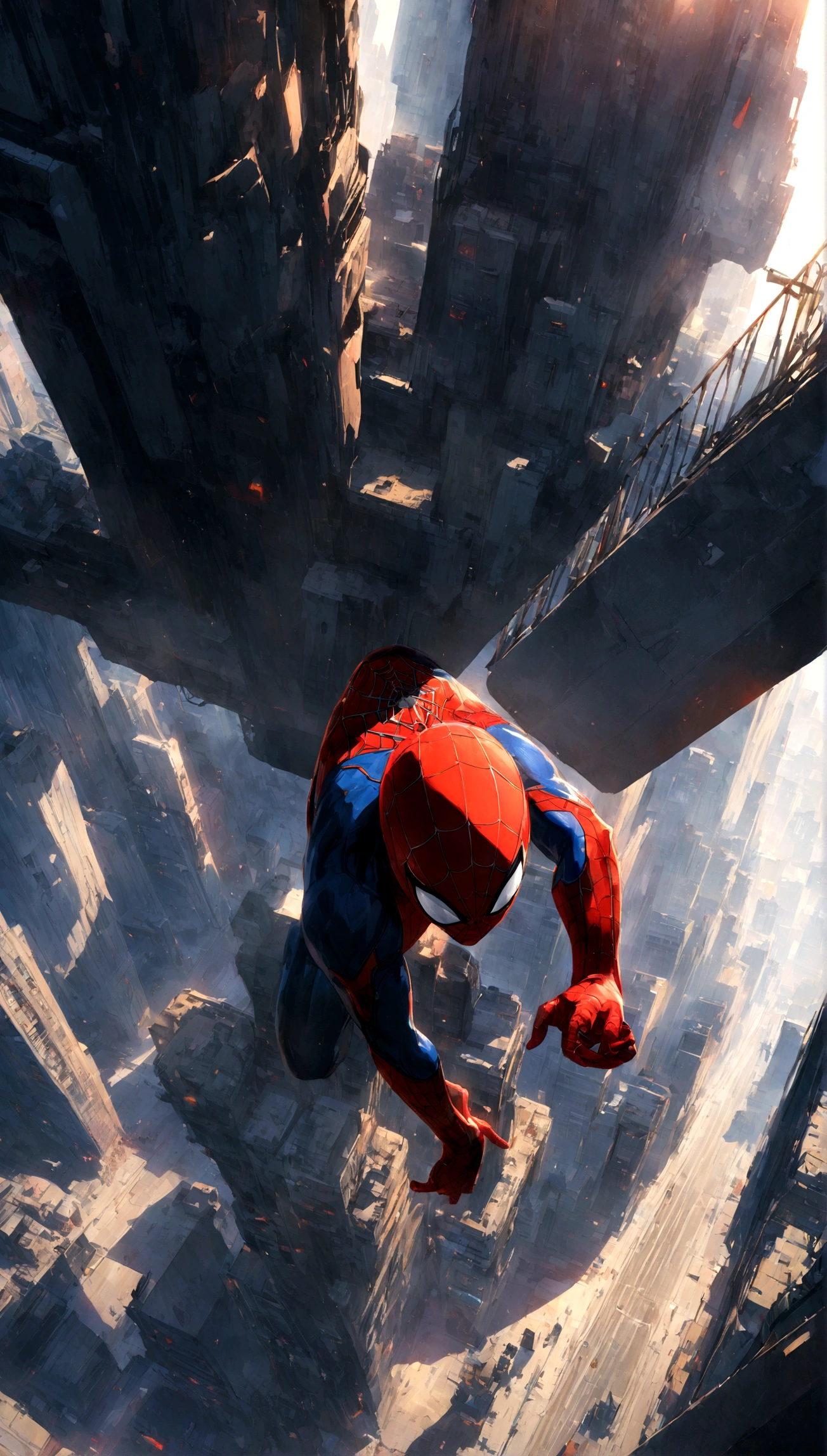 A Spider-Man in Cybernetic City, ultra detail, high resolution, anime, companies