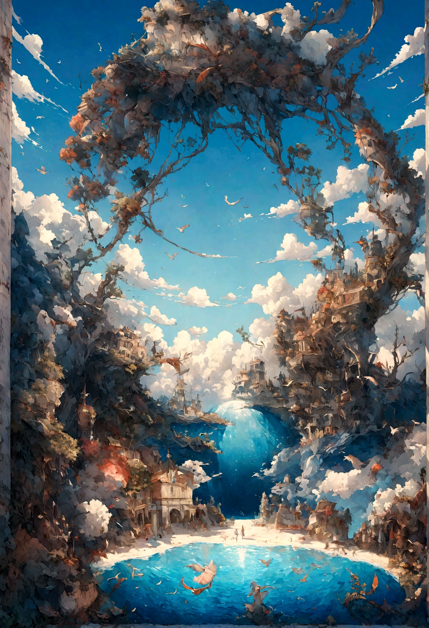 blue sky，Baiyun，Birds in the distance，Ocean，Vast image，Vision