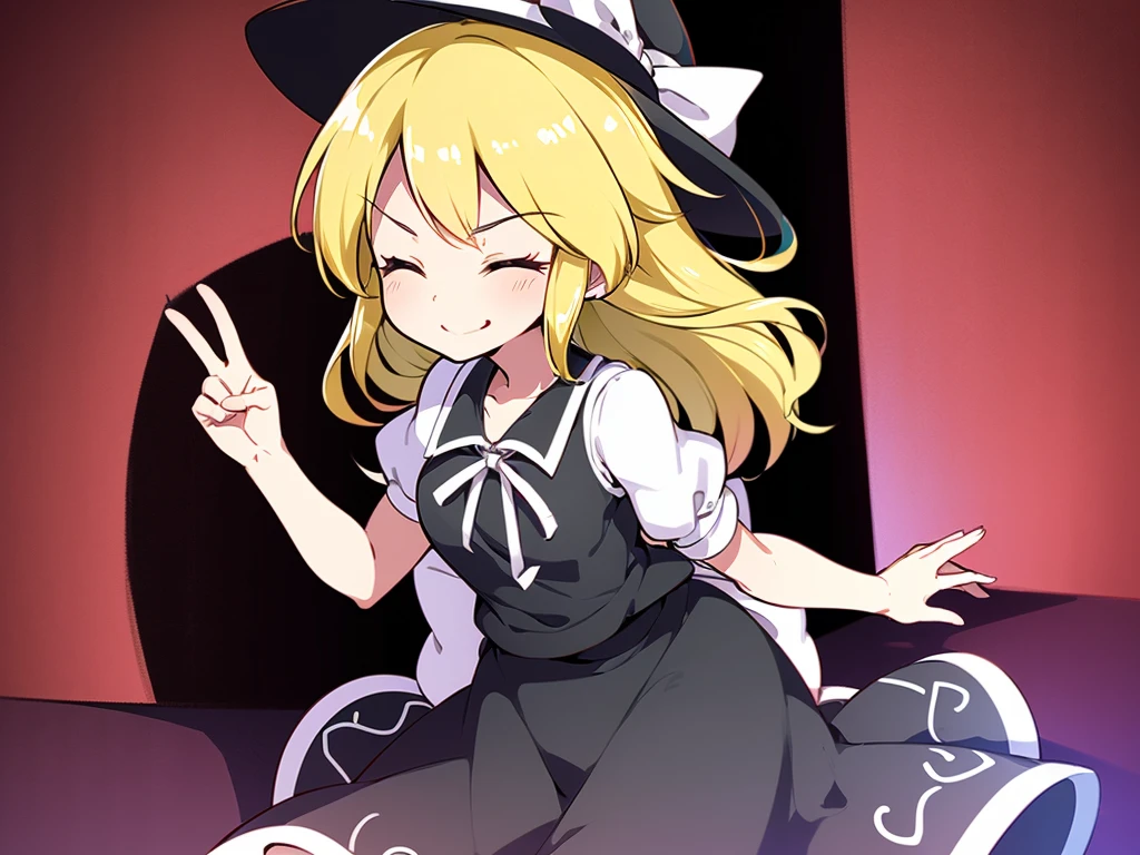 1girl, , , masterpiece, best quality, 10 years old, medium blonde hair, forehead visible bags, yellow eyes, hat, heart, black headwear, puffy short sleeves, log black skirt, heart hads,,1girl, solo, yellow eyes, yellow hair, bow, hat bow, socks, black footwear, black skirt, short sleeves, yuki (touhou), black vest, white sleeves, frill skirt, light smile, from behind, to lift up one’s skirt, cowboy shot, from front, standing , raise one leg, crossed arms, arms up behind, arms behind back, hand between legs, put hands hip, one hand on hip, forward hands, arms raised in the air, punch hands, peace sign, waving, put up index finger, sit, lie down, closed eyes, lie face down, looking back, put one hand chest, leaning forward, cleavage, close up, horizontally outstretched arms, horizontally outstretched legs, front view, front face