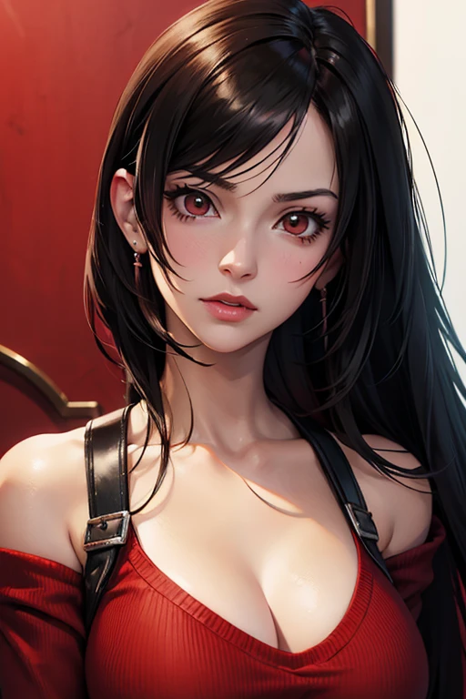 a girl, black hair, 1980s style, red sleeveless dress, long hair, white panties, beautiful detailed eyes, beautiful detailed lips, extremely detailed face, longeyelashes, hyper realistic, 8k, photo-realistic, masterpiece, vibrant colors, dramatic lighting, cinematic