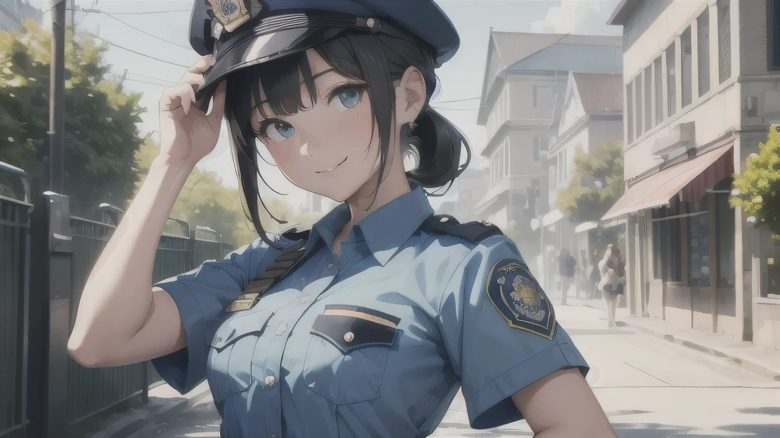 Policewoman, surprised, beautiful, careful