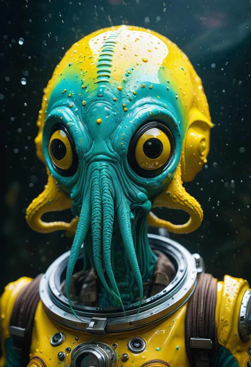 8K, ARTISTIC photogrAphy, best quAlity, mAsterpiece: 1.2), A (potrAit:1.2) Don Bluth Style  ASTRONAUT Cthulhu yellow Toon Doll, full body RAW candid cinema, cyan hair, 16mm, color graded portra 400 film, remarkable color, ultra realistic, sad admosphere, dark lighting, oppressive atmosphere, depressive colors, kodak portra 400, photograph,r, Natural Light,  Pinhead lighgts, blur reflection, Brush Strokes, Smooth, abstract, Splatter, Oil On Canvas, rainbow colors, fractal isometrics details bioluminescens : a stunning realistic photograph of wet bone structure, 3d render, octane render, intricately detailed, titanium decorative headdress, cinematic, trending on artstation | Isometric | Centered