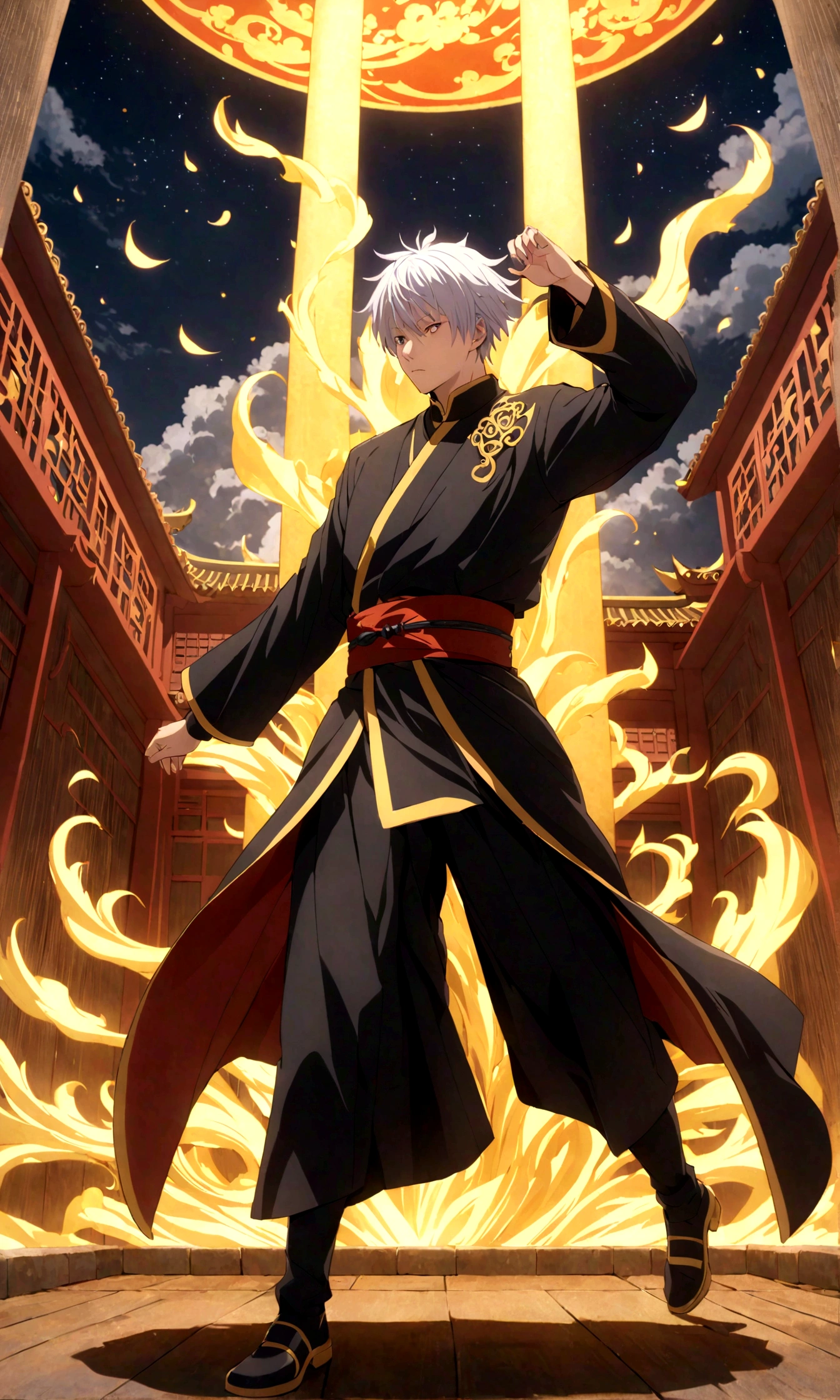 gojou_satoru,Jujutsu Kaisetomical correct,dynamic pose,xianxia