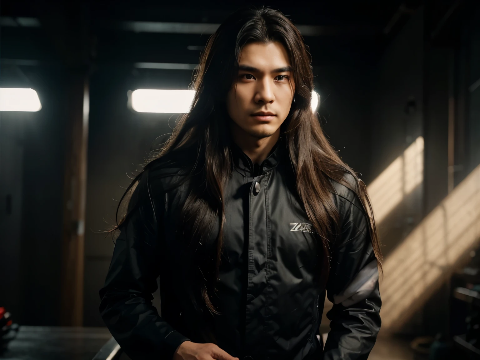 photo of zky zhong kunyi, male focus, ((long hair)), ((fit)), ((volumetric lighting)), best quality