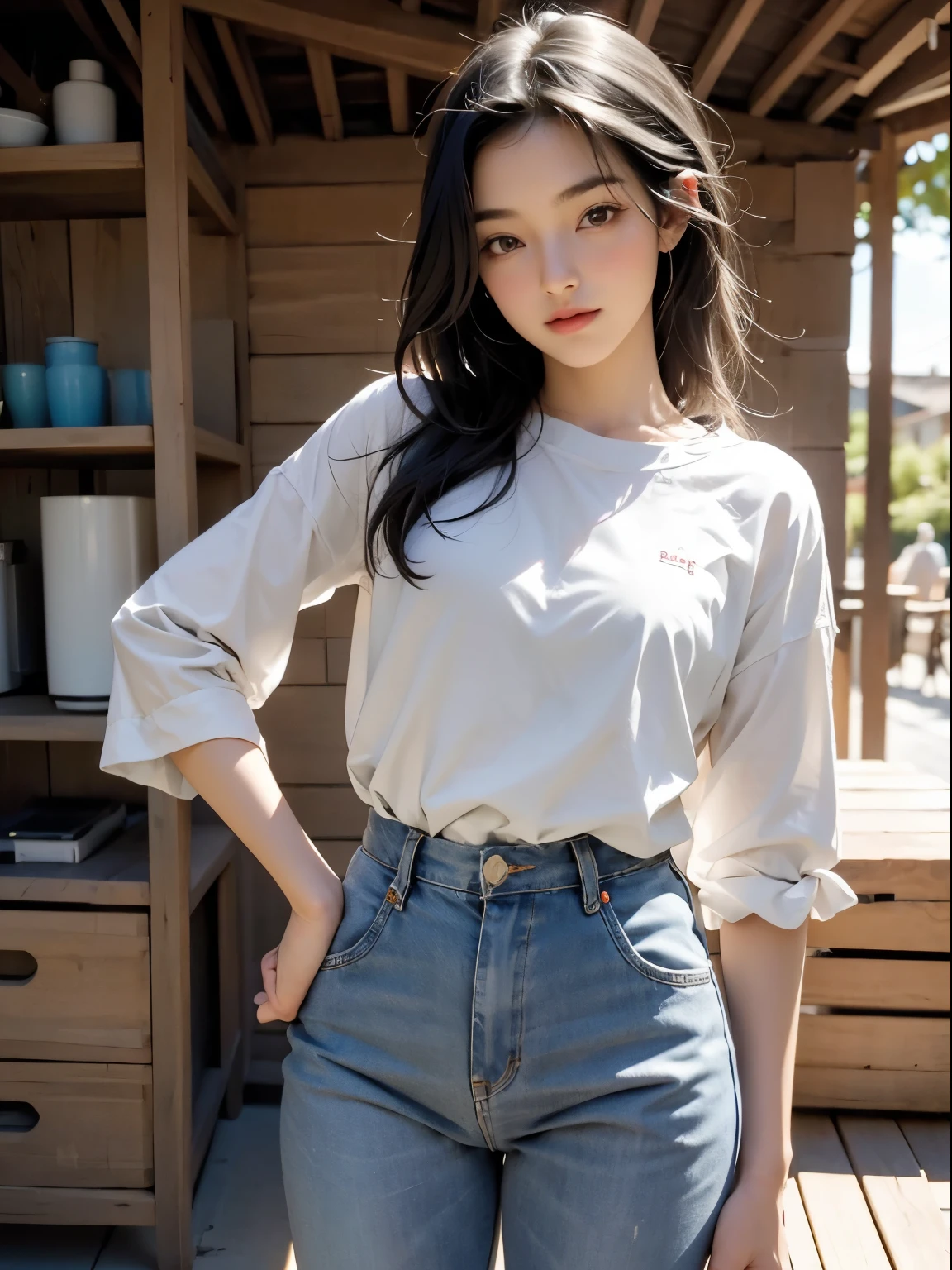 cuerpo, 23 year old girl, cabello rubio recogido en una cola de caballo lateral, escote sensual, Blusa transparente, small breasts, culo frente al espectador, releasing magic through the hand, volver a la pantalla, micro pantalones cortos 1.4, Ultra High Definition, imagen 4k , anteojos, character near the camera, pantalones cortos ajustados, bragas en V, bragas rojas, Bragas de cintura baja, minifalda corta 1.3