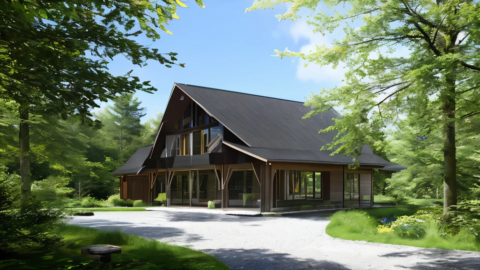 realistic photo of a small 1 floor house with a lot of flowers in the yard, luxurious wooden cottage, beautiful modern Japan house on a forest path, the small cabin modern Japan house in the forest, white house, integrated in the mountains, cottagecore!!, 8k)), soothing and cozy landscape, peaceful wooden mansion, UHD, 8k, highly detail
