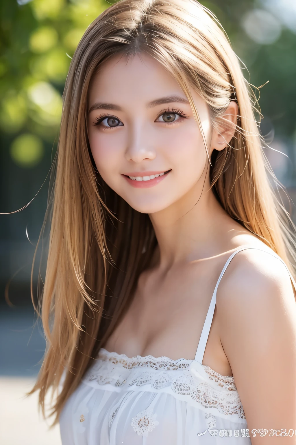 France、Italy、smile、Your eyes are sparkling、Big eyes、White see-through、camisole、20-year-old、