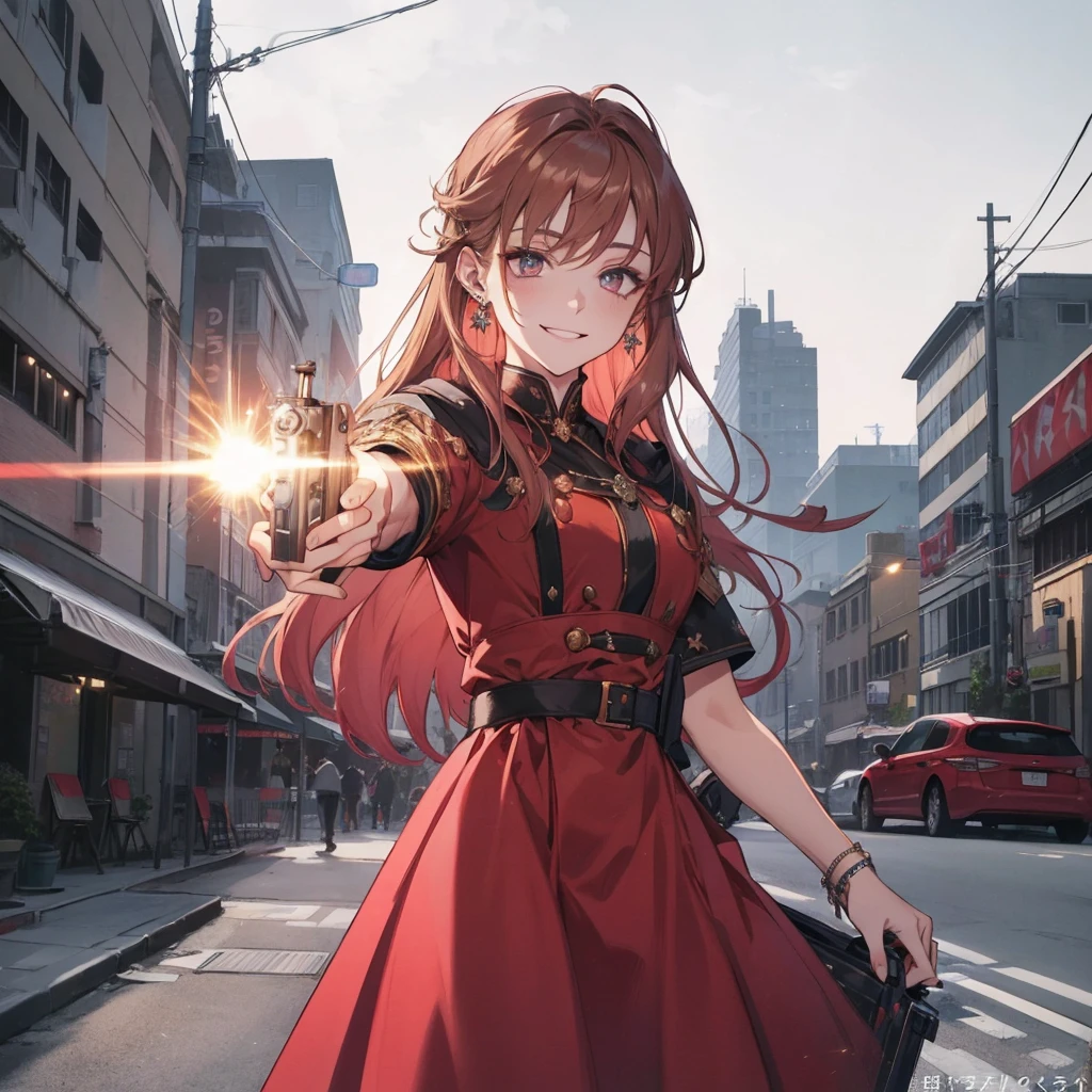 Masterpiece, absurdres, fine detail, HDR, solo, looking at viewer, smile, shirt, blonde hair, 1boy, hair between eyes, jewelry, jacket, golden eyes, upper body, male focus, earrings, necklace, ear piercing, FH , lightning mage, toned, lightning mage robe, electrical aura, early 20s,