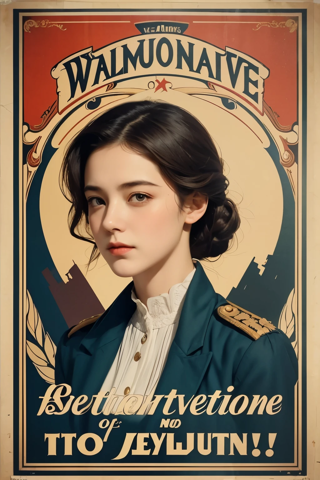 female revolutionary,Vintage poster,exhibition poster、fall 1910