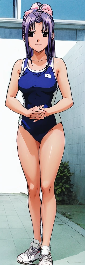 Momoko Koigakubo, a tall girl with beautiful legs and a good figure, is standing by the pool with a smile in a light blue high-cut swimsuit.。