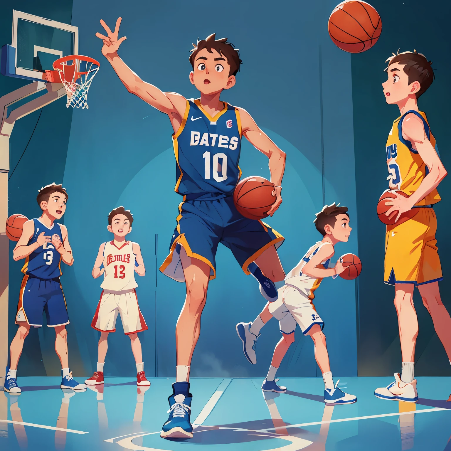 arafed basketball player in blue uniform dribbling a basketball, dribbling, wearing basketball jersey, hip and leg shot, playing basketball, focused shot, profile shot, trending dribble, basketball, dribble, man standing in defensive pose, young man with short, athlete photography, center focused, centered shot, full-body-shot