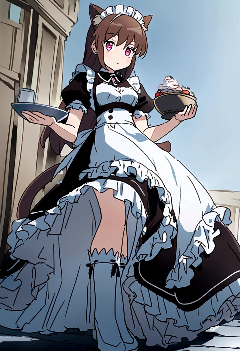 (Daisaku),(Need),(Super meticulous),(full bodyesbian:1.2), 1girl, 1girl, arafed image of a woman in a maid outfit holding a bowl, cosplay of a catboy! maid! dress, anime girl in a maid costume, maid outfit, anime girl cosplay, lolita style, maid dress, lolita fashion, gorgeous maid, anime cosplay, cute anime waifu in a nice dress, ornate cosplay, anime cat girl in a maid costume, ,(Beautiful and delicate eyes),