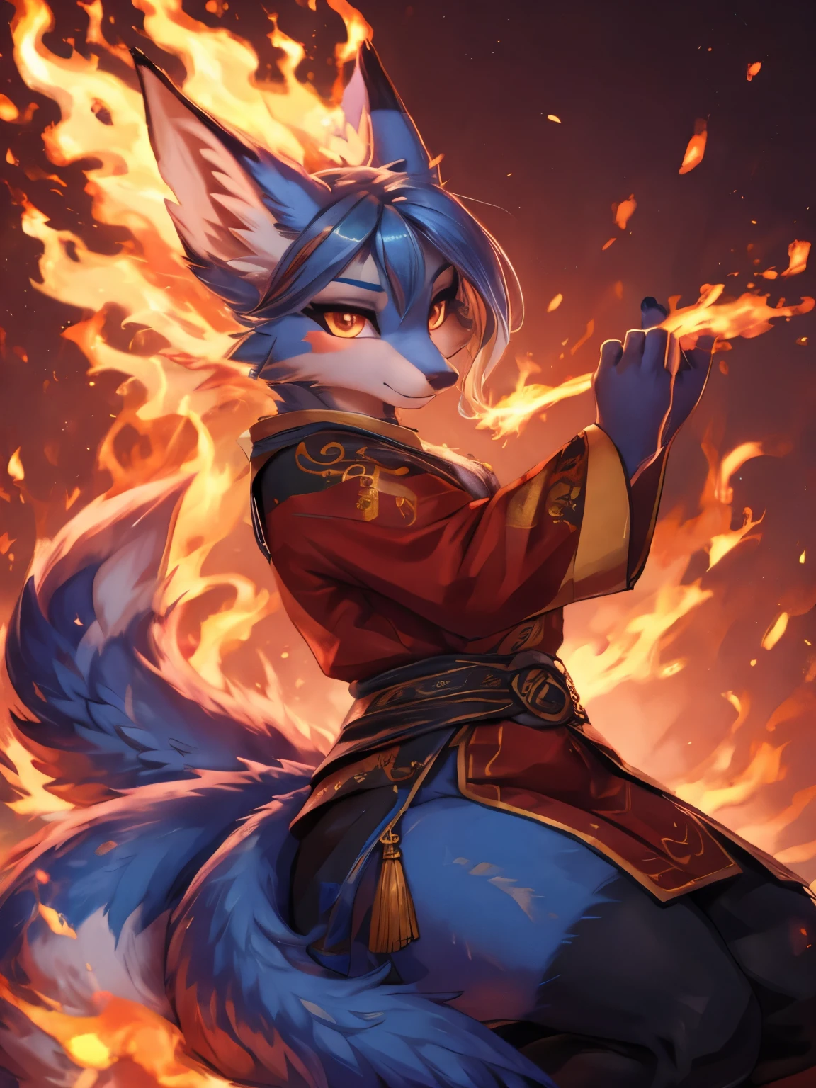 Azuna, fire bending, kitsune ears