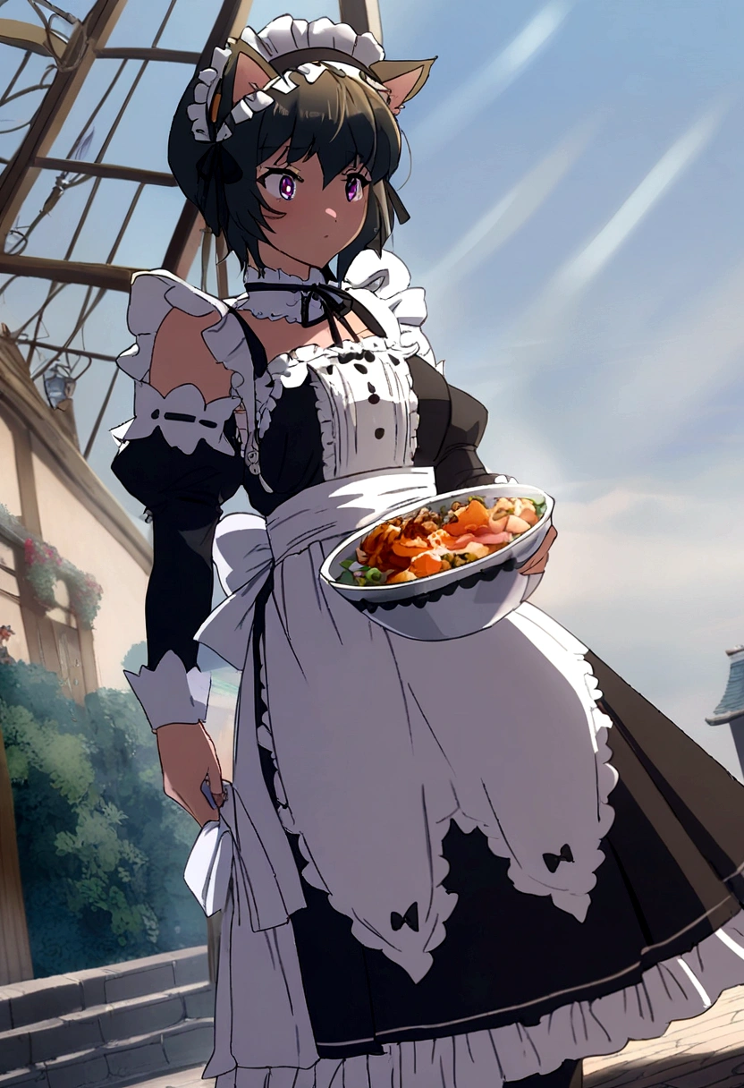 (Daisaku),(Need),(Super meticulous),(full bodyesbian:1.2), 1girl, 1girl, arafed image of a woman in a maid outfit holding a bowl, cosplay of a catboy! maid! dress, anime girl in a maid costume, maid outfit, anime girl cosplay, lolita style, maid dress, lolita fashion, gorgeous maid, anime cosplay, cute anime waifu in a nice dress, ornate cosplay, anime cat girl in a maid costume, ,(Beautiful and delicate eyes),